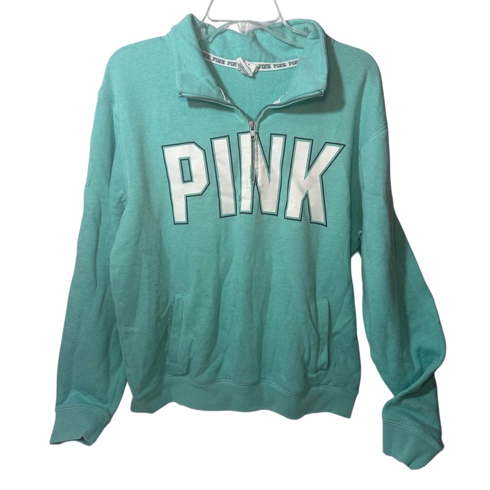 PINK Victoria's Secret Teal Quarter-Zip Hoodie